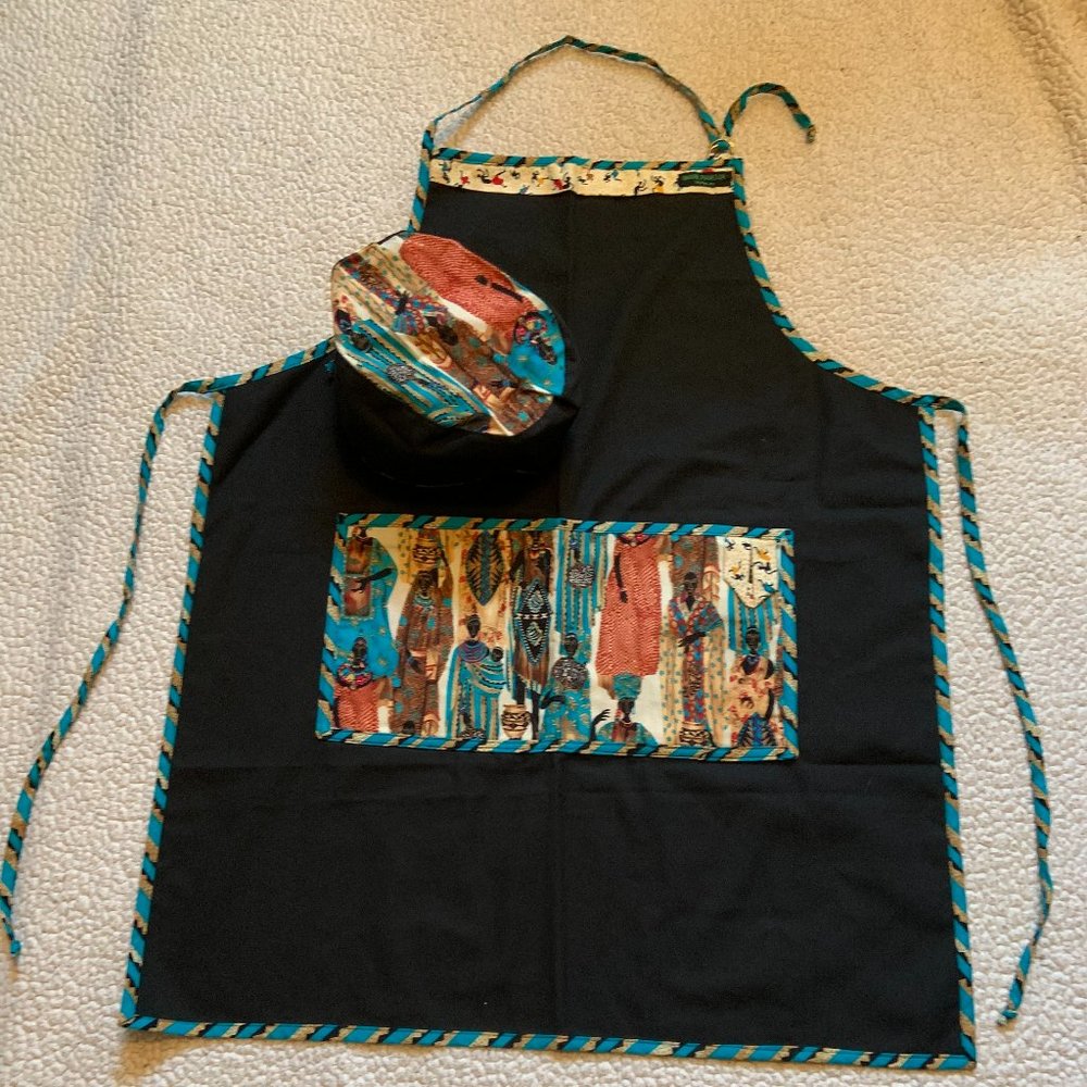 African Inspired Chef's Apron & Hat